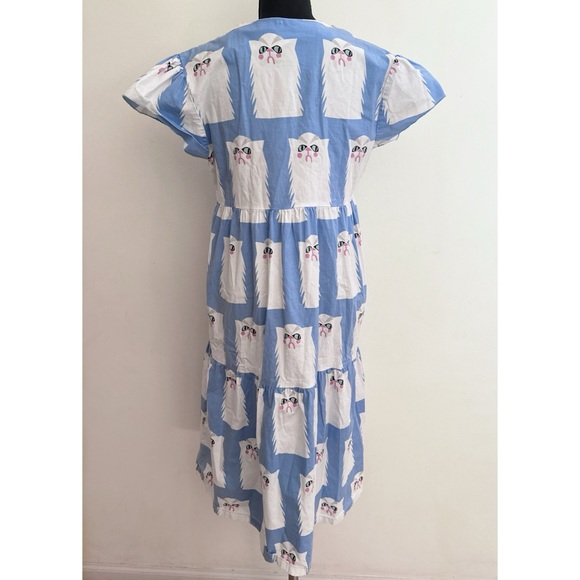 VGUC Nooworks Grumpy Cats Frida Kitty Cat Dropwaist Tiered Short Sleeve Dress S - Picture 7 of 8